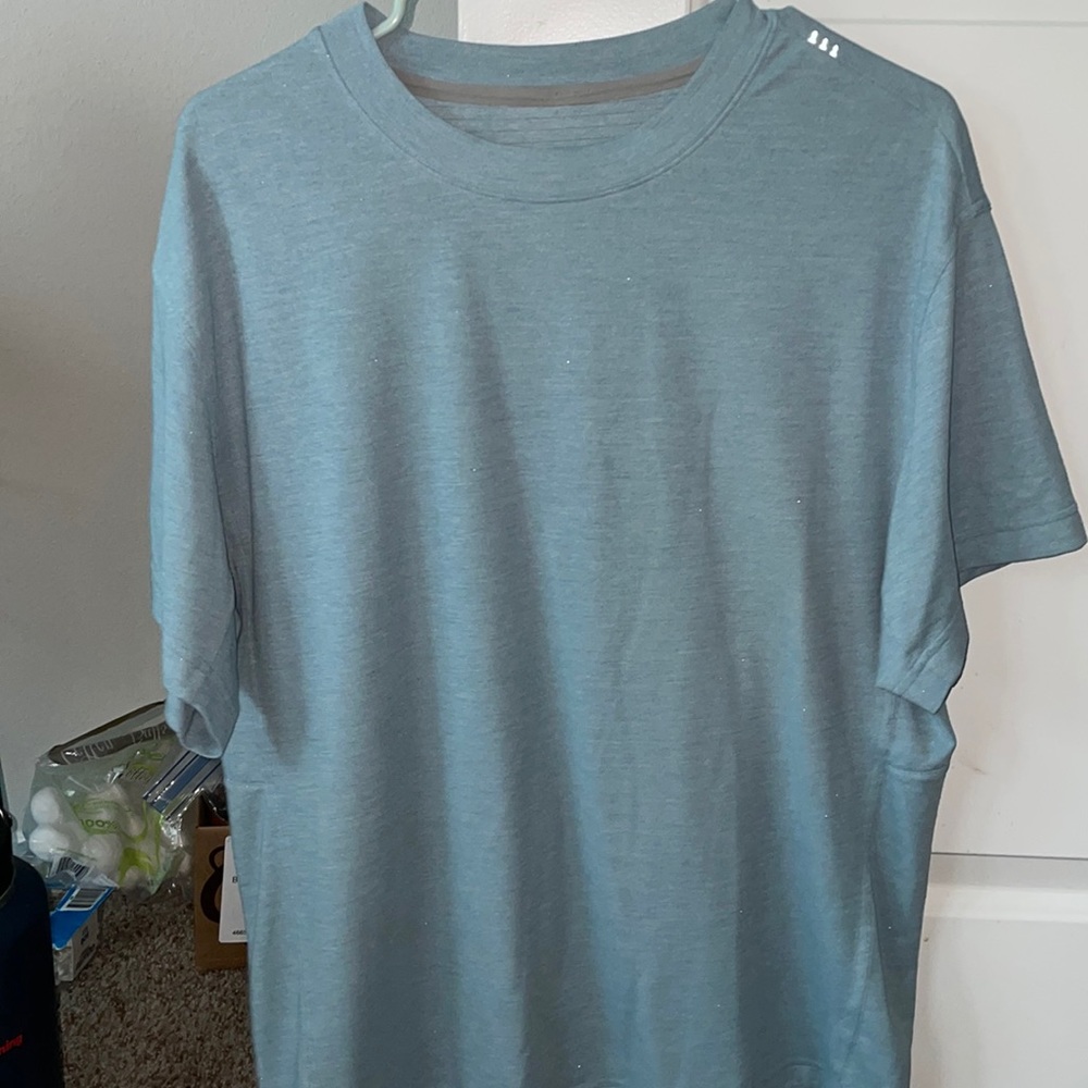 Relaxed-Fit Training Short Sleeve Shirt, Heathered Breeze Blue